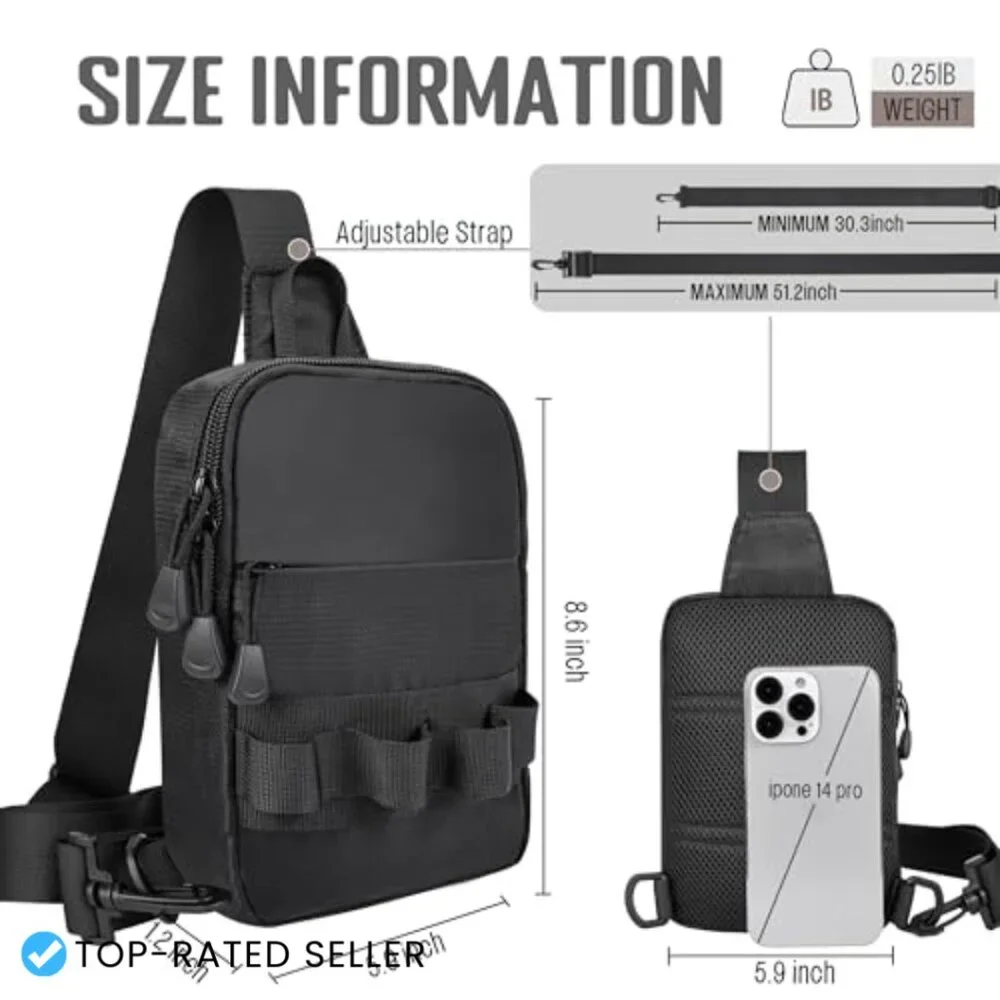 Sling Bag Crossbody Utility Chest Pack Water Resistant Travel Hiking EDC